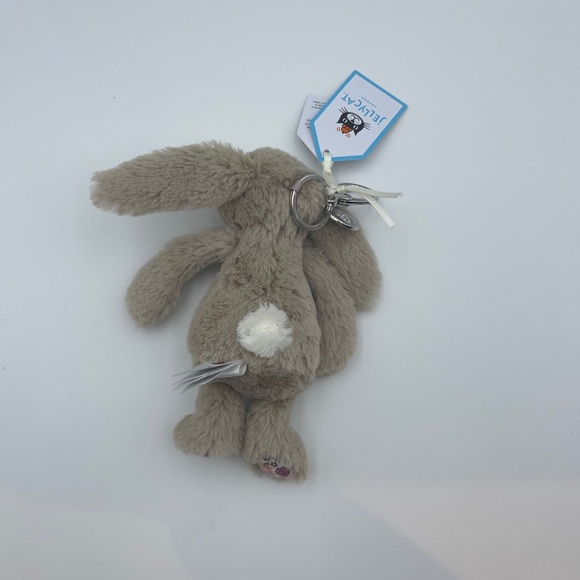 BNWT NEW JellyCat Plush Rabbit Blossom Beige Bunny petal Bag Charm 2025 keychain - Picture 3 of 9